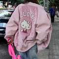 PU Cat Embroidery Thick Baseball Jacket