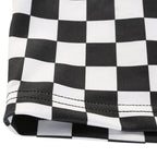 Cute Sexy Black White Checkered Plaid Tank Cami Crop Top Shirt Tee T-shirt E-Girl Kawaii Korean Japanese Harajuku Chinese Retro Streetwear Aesthetic