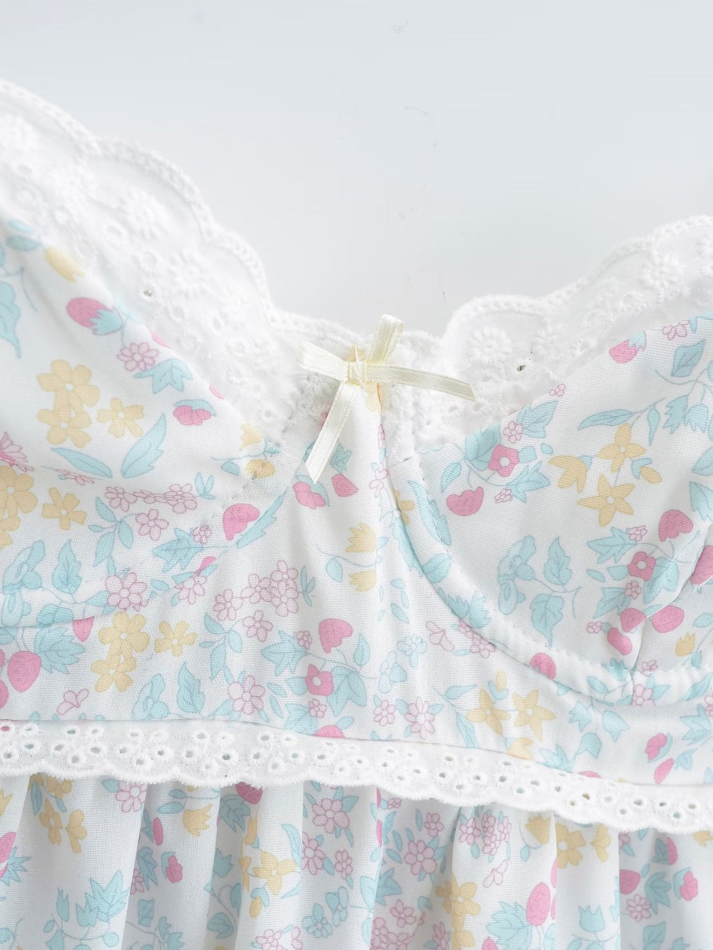 Floral Print Lace Trim Sling Dress