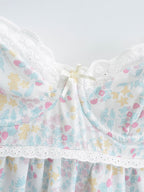 Floral Print Lace Trim Sling Dress