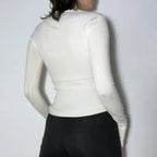 White Lace Trim Square Collar Long Sleeve Shirt