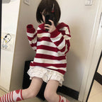 Japanese Anime Collar Stripe Long Sleeve Shirt