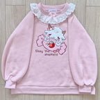 Pink Pastel Lamb Embroidery Lace Sweatshirt Sweater Long Sleeve Shirt Pullover Jumper E-Girl Kawaii Korean Japanese Harajuku Streetwear