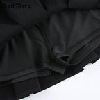 Cute Goth Dark Grunge Punk Pleated High Waisted Rivet Patchwork Mini Skirt Bottoms E-Girl Kawaii Korean Japanese Harajuku Streetwear