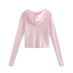 Pink Stripe Thin Zipper Jacket