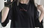 Fox Anime Cartoon Print Vintage Black T-shirt Short Sleeve Tee Shirt Causal Summer Top E-Girl Kawaii Korean Japanese Harajuku Streetwear