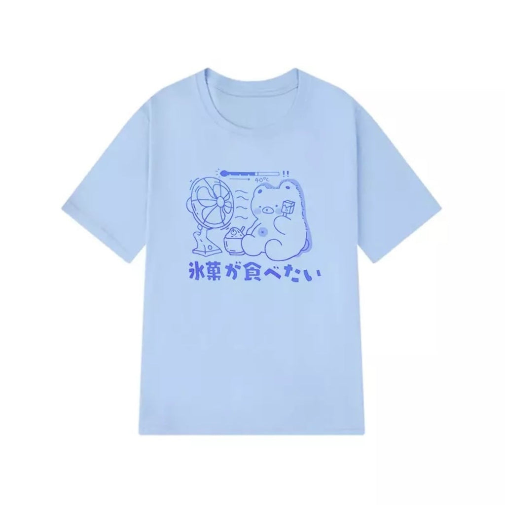 Sweet Bear Anime Cartoon Print Loose Short Sleeve T-shirt Top Summer Causal Goth Punk E-Girl Kawaii Korean Japanese Harajuku Streetwear