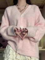 Pink V Neck Cardigan