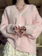 Pink V Neck Cardigan