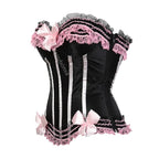 Black & Pink Lace Up Bustier Corset
