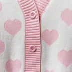 Sweet Heart Print Button Cardigan
