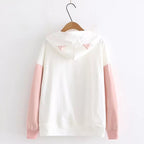 Cute Sweet Pastel Pink Cat Fish Print Soft Long Sleeve Hoodie Sweatshirt Pullover Aesthetic Casual E-Girl Kawaii Korean Japanese Harajuku