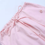 Pink Drawstring Low Waist Trousers