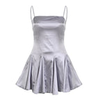 Silver Satin A-Line Mini Dress