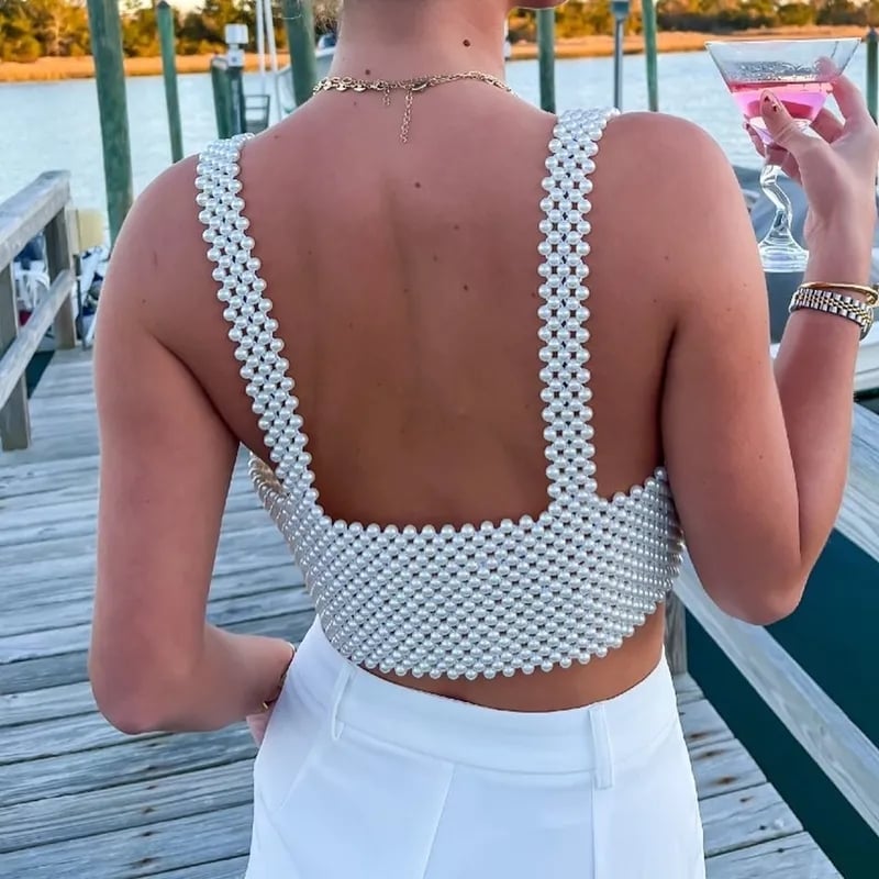 Pearl Bead V Neck Camisole