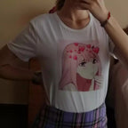 Cute Anime Girl Print Cartoon Graphic Casual Short Sleeve Shirt Tee T-shirt E-Girl Kawaii Korean Japanese Harajuku Chinese Retro Streetwear Aesthetic