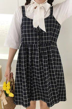 Cute Summer Preppy Loose Casual Plaid Checkered Tank Dress E-Girl Kawaii Korean Japanese Harajuku Retro Streetwear