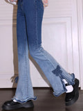 Sweet Bow High Waist Flare Denim Jeans