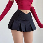 Black V Shape Low Waist Mini Skirt