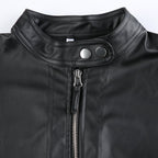 Black PU Leather Zipper Jacket