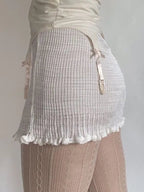 White Knit Pencil Mini Skirt