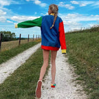 Cute Rainbow Cool Letter Embroidery Aesthetic Sweatshirt Long Sleeve Shirt Turtleneck Top Casual E-Girl Kawaii Korean Japanese Harajuku Streetwear