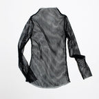 Cute Sexy Transparent Fishnet Mesh Lace Top Long Sleeve Shirt Tee T-shirt E-Girl Kawaii Korean Japanese Harajuku Chinese Retro Streetwear Aesthetic