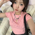 Japanese Cat Rhinestone Crop Top
