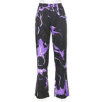 Cute Retro Vintage 90s Funky Lightning High Waisted Cargo Trousers Pants Colorful Print Aesthetic E-Girl Kawaii Korean Japanese Harajuku Streetwear