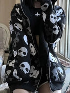 Black Skull Punk Zipper Hoodie