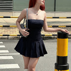 Striped A-Line Pleated Dress