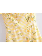 Yellow Lemon Print Mini Dress