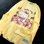 Cat Japanese Anime Print Long Sleeve Shirt