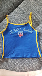 2PCS Blue Varsity Crop Top + Shorts