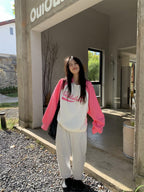 Pink Patchwork Long Sleeve Sweatshirt