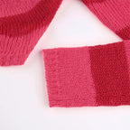Cute Pink Heart Shape Hollow Out Long Sleeve O-neck Sweater Knit Pullover Aesthetic Casual E-Girl Kawaii Korean Japanese Harajuku