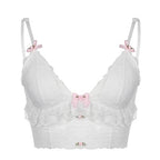 White Lace Bow Sheer Corset Top