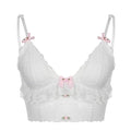 White Lace Bow Sheer Corset Top