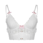 White Lace Bow Sheer Corset Top