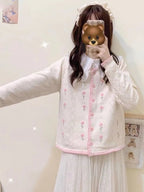 Blue Embroidery Hollow Sweater