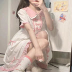 Sweet Pink Bow Short Sleeve Dress