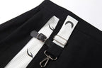 Cute Kpop Patchwork Buckle Cross Split High Waist Mini Skirt Goth Punk Streetwear Summer Aesthetic Casual E-Girl Kawaii Korean Japanese Harajuku