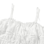 2PCS White Ruffle Camisole + High Waist Long Skirt