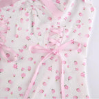 White Floral Puff Short Sleeve Lace Patchwork Mini Dress Summer Aesthetic Casual E-Girl Kawaii Korean Japanese Harajuku