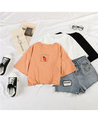 Cute 90s Carrot Print Cartoon vintage Graphic Tee T-shirt Short Sleeve Shirt Top E-Girl Kawaii Korean Japanese Harajuku Retro Streetwear