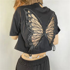 Butterfly Hollow Out Short Sleeve T-shirt