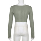 Green Lace Split Patchwork Long Sleeve T-shirt