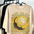 Cat Tarrot Card Print Short Sleeve T-shirt