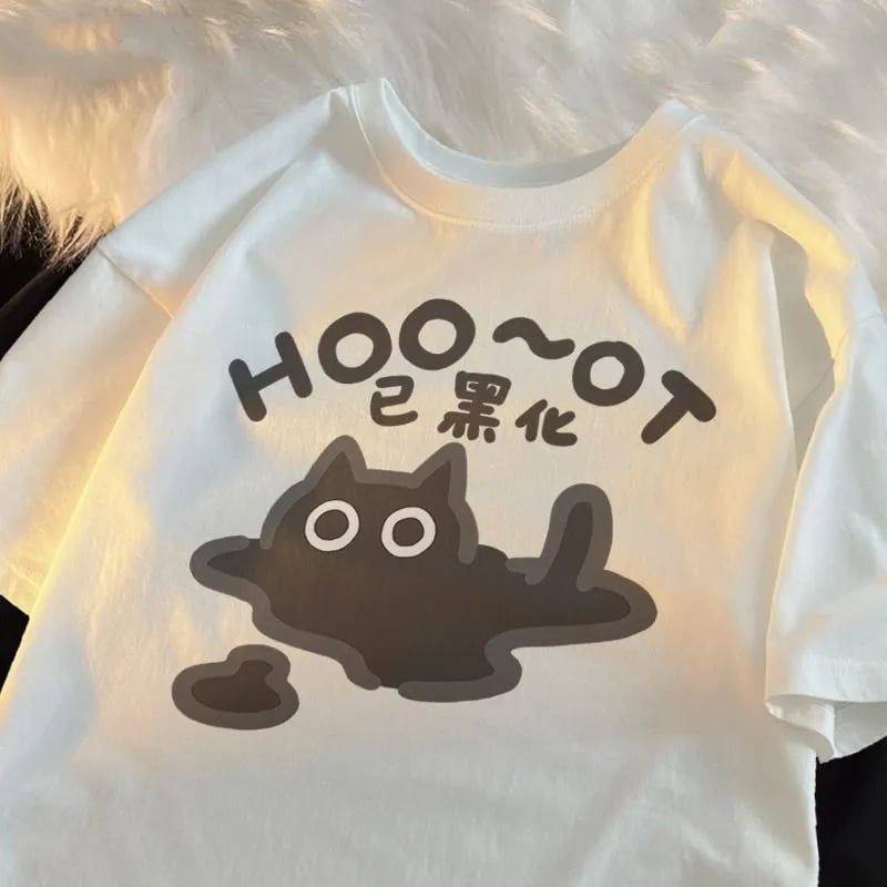 Cat Print Short Sleeve T-shirt