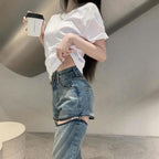 Zipper High Waist Denim Jeans